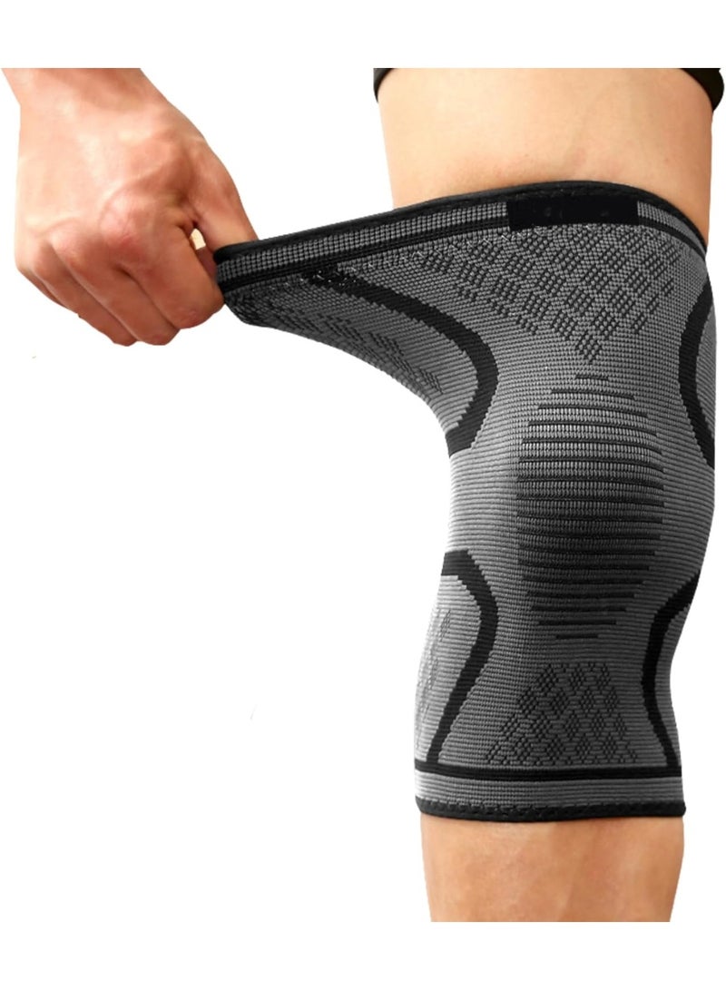 Black Knee Compression Sleeve, for Running, Gym, Cycling, Soccer, Basketball, and Weightlifting (Men) - Image 1
